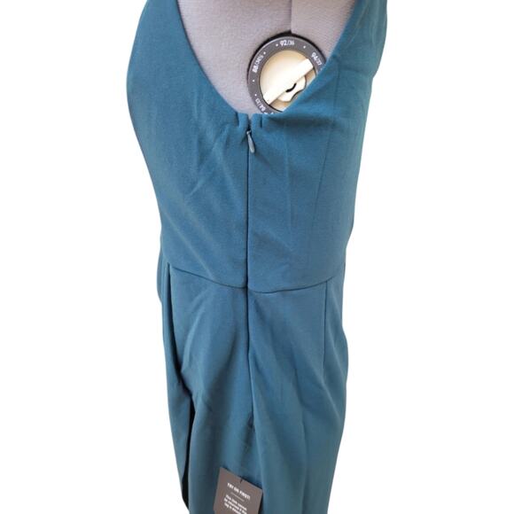 Lulus Fabulous Forever Teal One-Shoulder Cutout Tulip Midi Dress Size Large - Picture 4 of 8